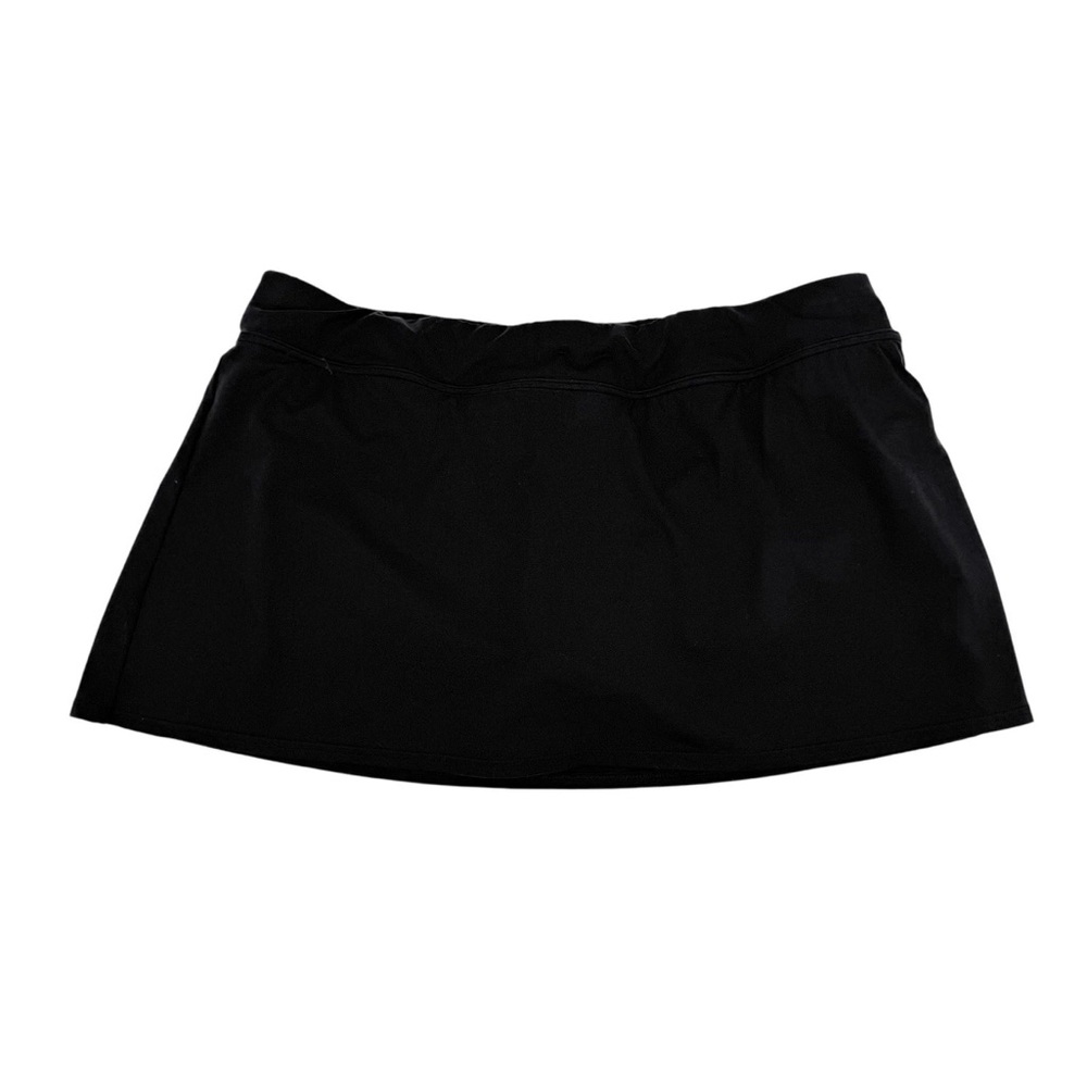 Lands End Swim Skirt Womens Size 16P Black Lined Stretch Beach Vacation